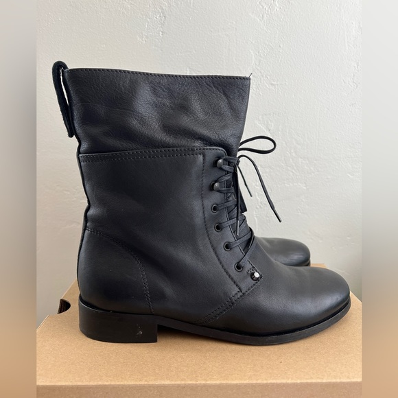 J.Crew vintage black leather lace-up boots size 8 - Picture 2 of 8